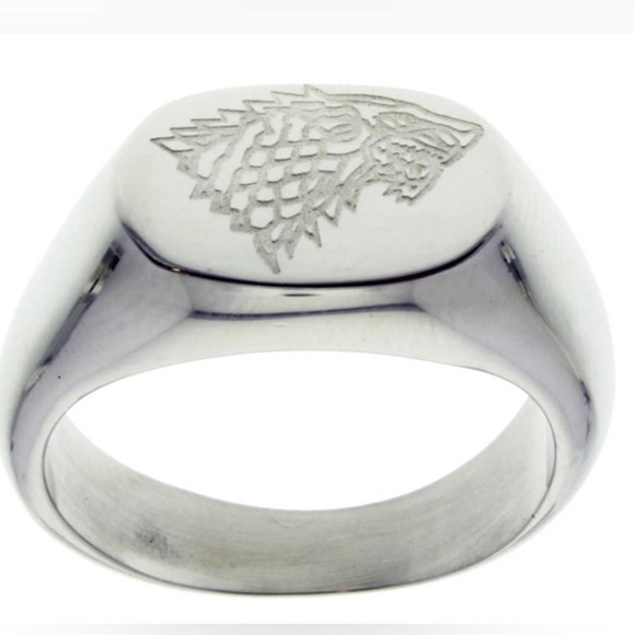 Licensed HBO Game of Thrones 2011 House of Stark Stainless Steel Direwolf Ring - Picture 2 of 7